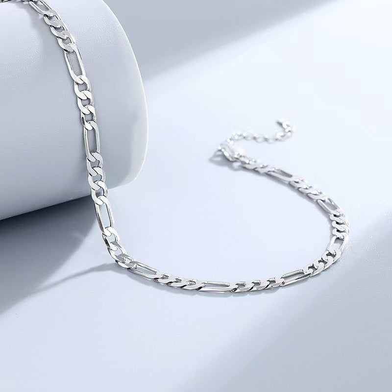 925 sterling silver figaro boho anklet from Tree of Life Studio with elongated chain links