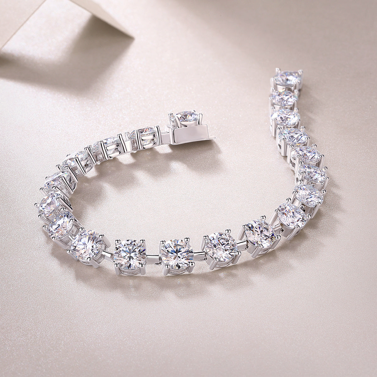 About time moissanite diamond bracelet by Tree of Life Studio with sparkling round stones and silver setting
