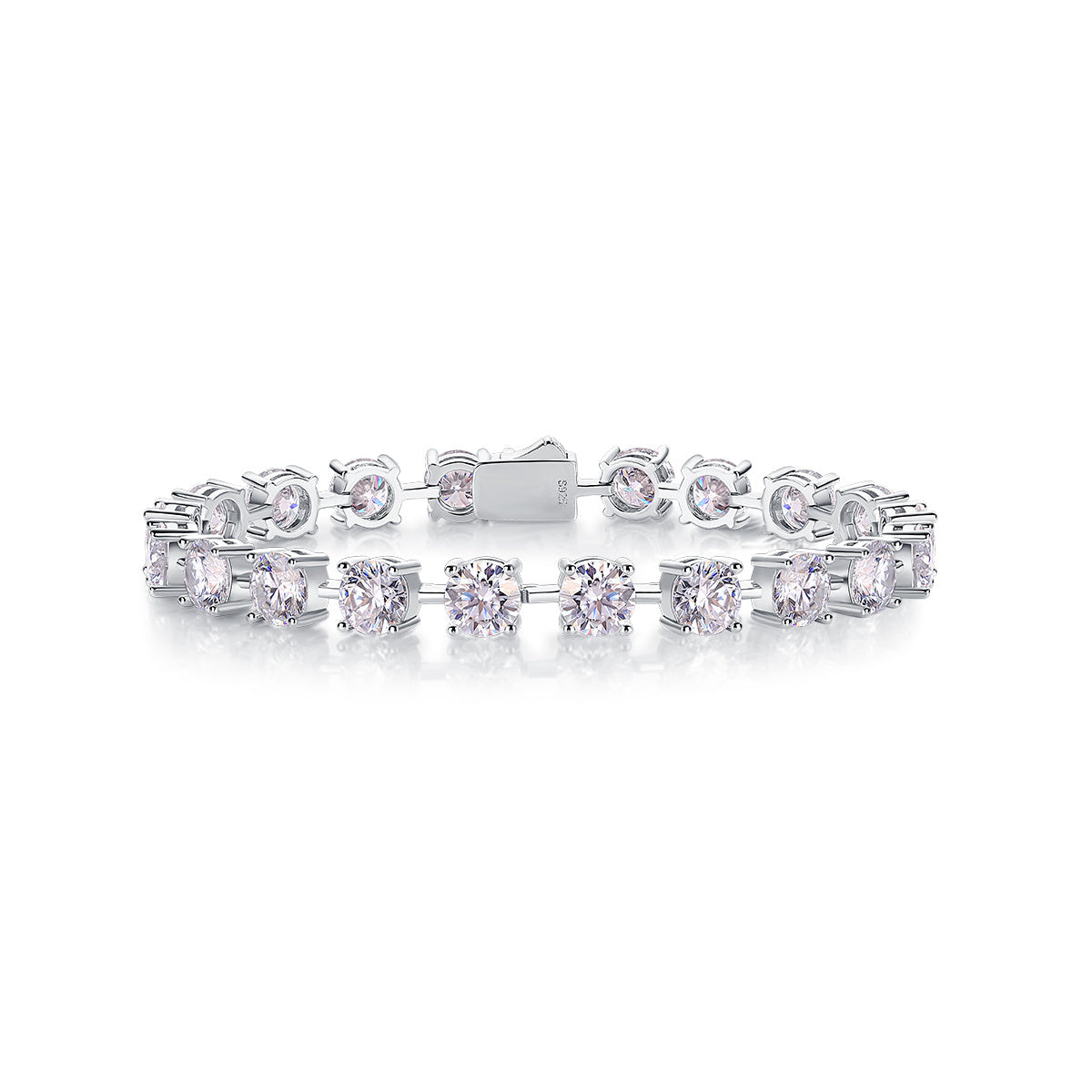 About time moissanite diamond bracelet by Tree of Life Studio with round sparkling stones in silver setting