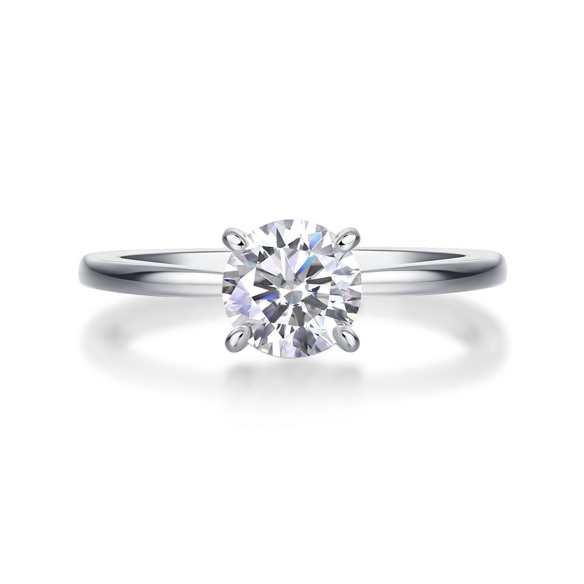 Tree of Life Studio classic moissanite ring for women with a solitaire round stone and simple silver band