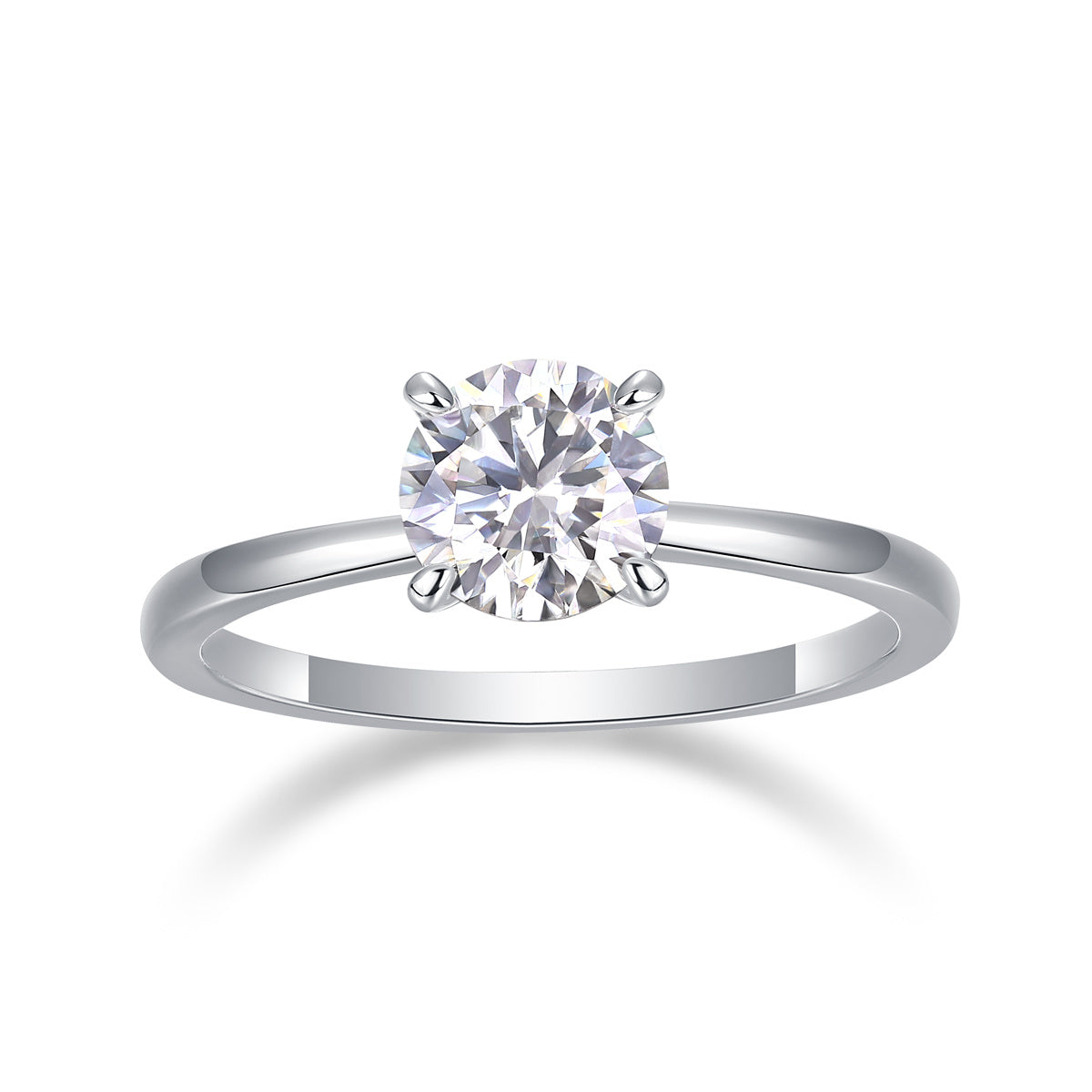 Tree of Life Studio classic moissanite ring for women with a round solitaire stone and silver band