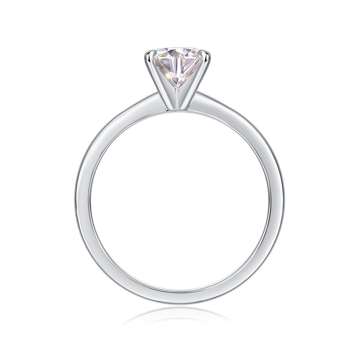 Tree of Life Studio classic moissanite ring for women with solitaire round stone and silver band