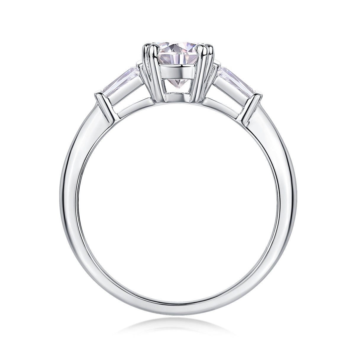 Tree of Life Studio classic Moissanite silver engagement ring with three sparkling stones