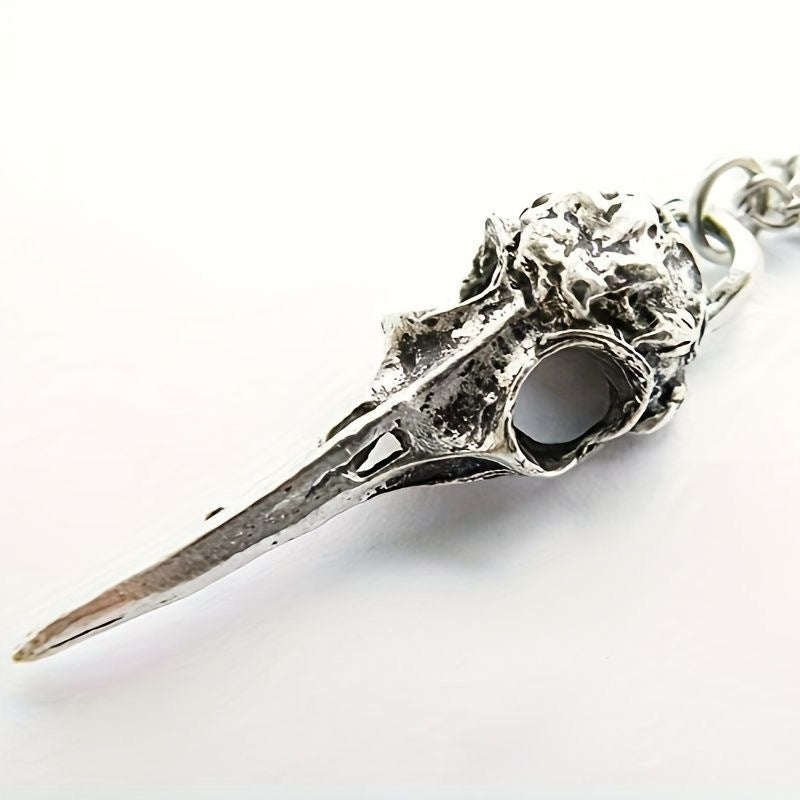 Spiritual Vulture skull necklace pendant in silver tone by Tree of Life Studio with detailed bird skull design
