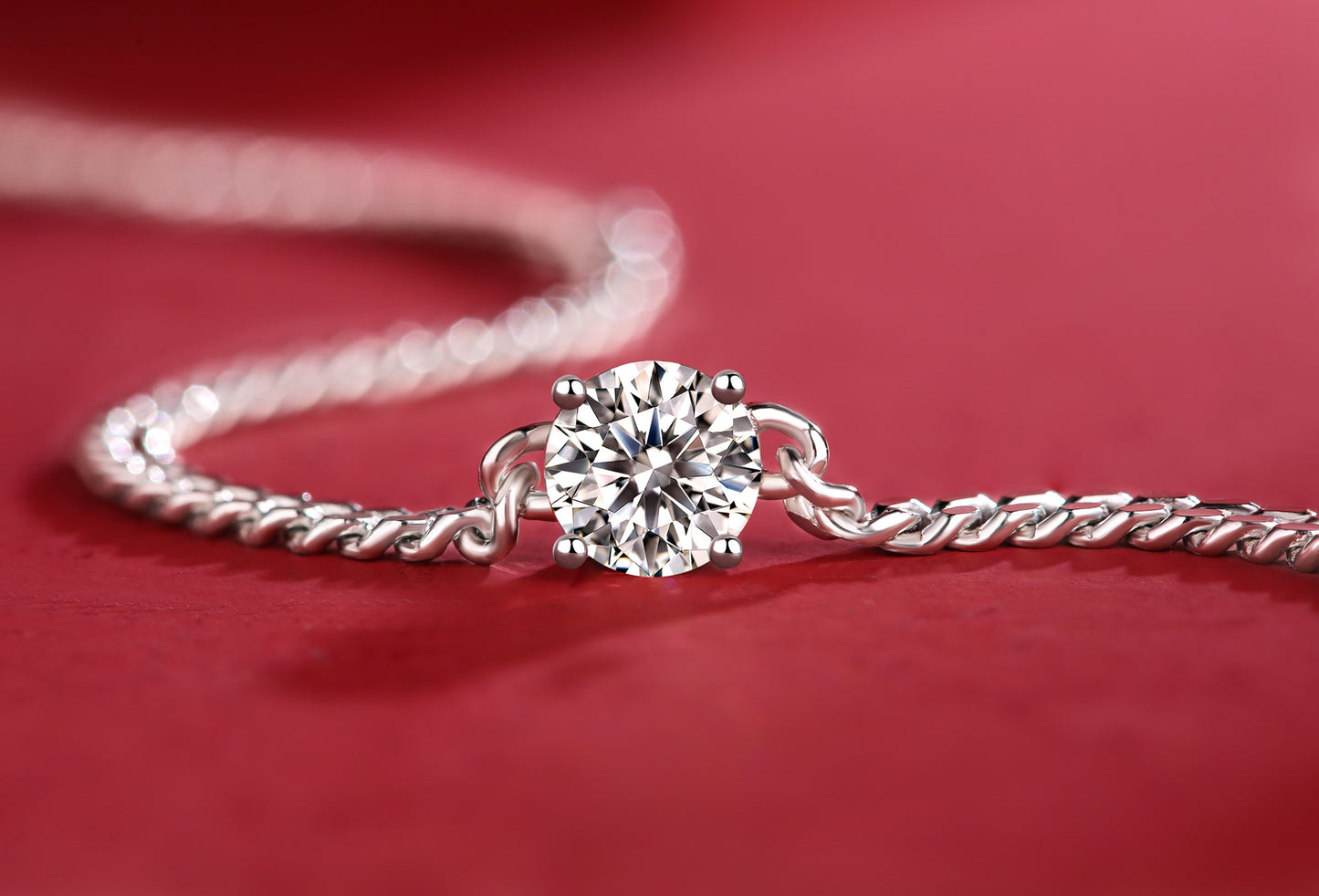 Tree of Life Studio Cuban chain moissanite bracelet with a sparkling round moissanite on silver chain