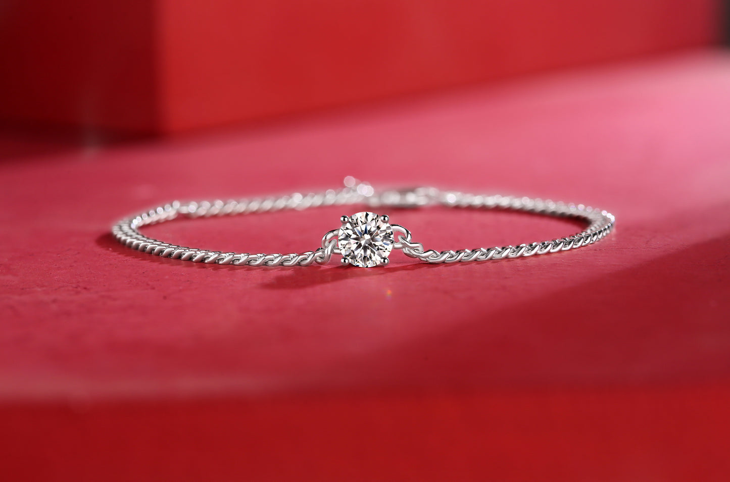 Tree of Life Studio Cuban chain moissanite bracelet with a sparkling center stone on silver chain