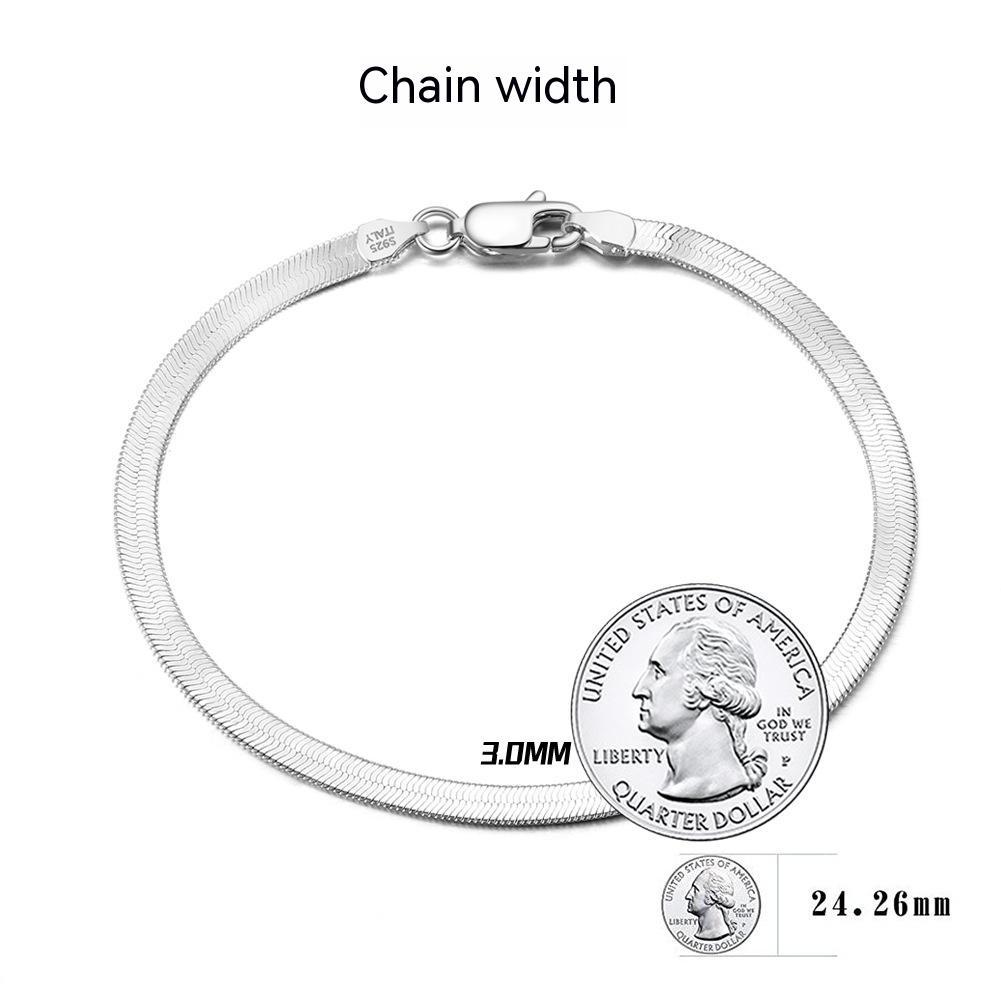 Tree of Life Studio flat snake bone silver bracelet with 3mm chain width and lobster clasp closure