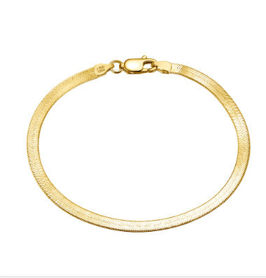 Tree of Life Studio flat snake bone silver bracelet in gold tone with lobster clasp closure