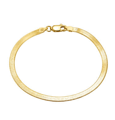 fsnake bone silver bracelet in gold tone with lobster clasp closure