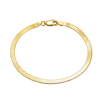 Tree of Life Studio flat snake bone silver bracelet with a smooth gold finish and lobster clasp