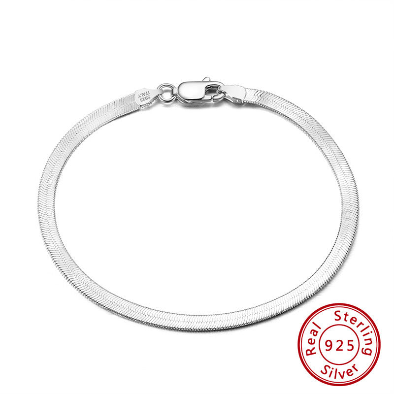 Tree of Life Studio flat snake bone silver bracelet made of real sterling 925 silver