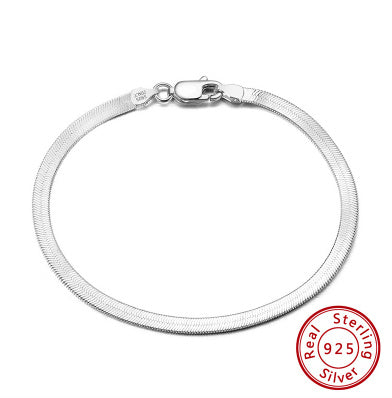 Tree of Life Studio flat snake bone silver bracelet made of real sterling 925 silver with lobster clasp