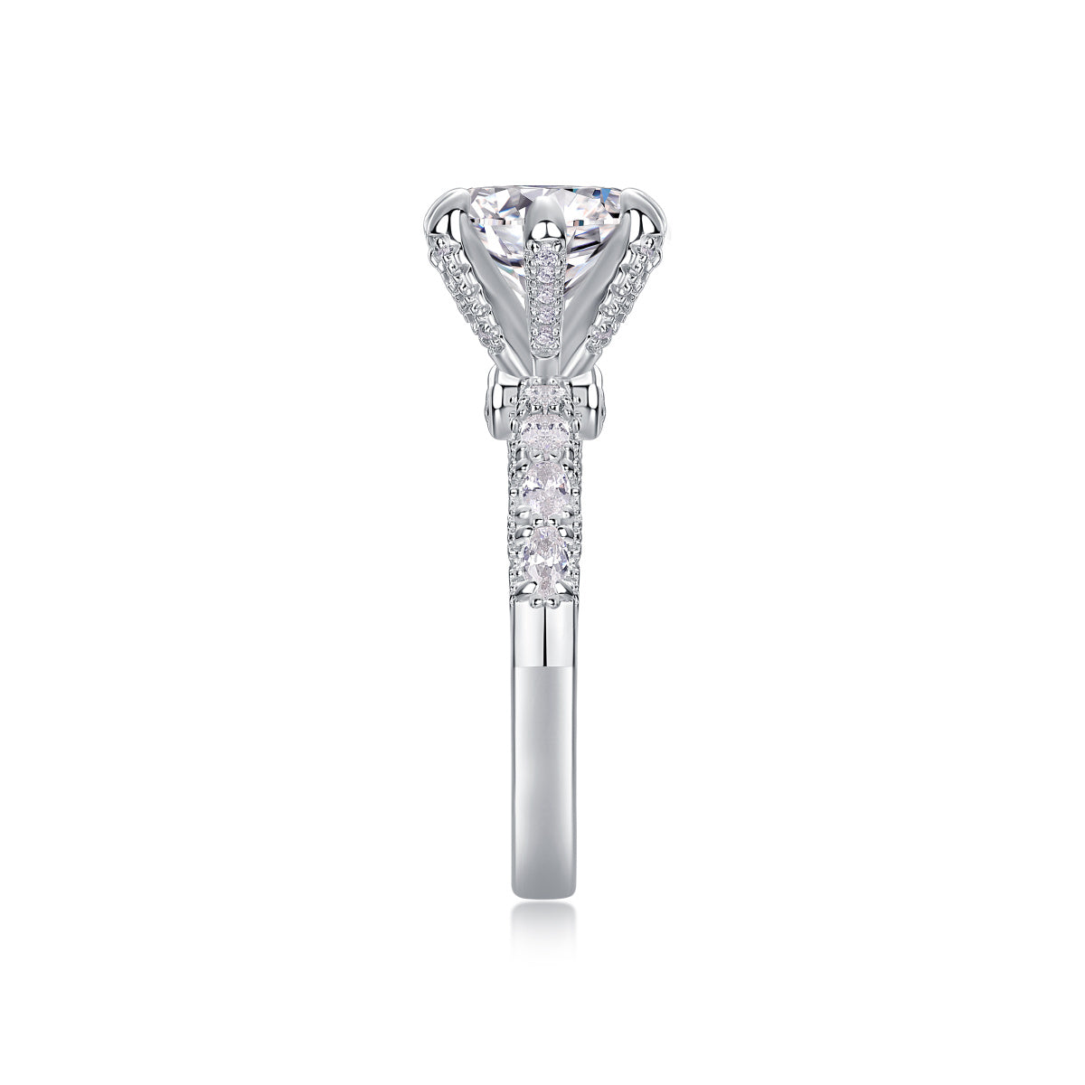 Tree of Life Studio high quality moissanite silver ring with intricate stone setting and elegant band