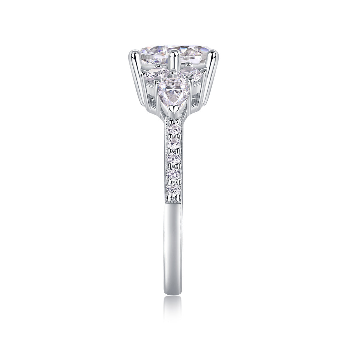 Tree of Life Studio luxury moissanite engagement ring with sparkling side stones and polished silver band