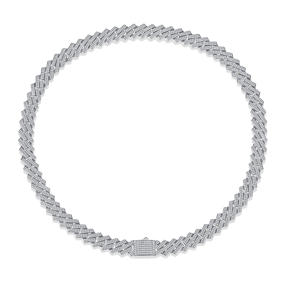 Tree of Life Studio men's moissanite silver necklace with intricate linked design and secure clasp