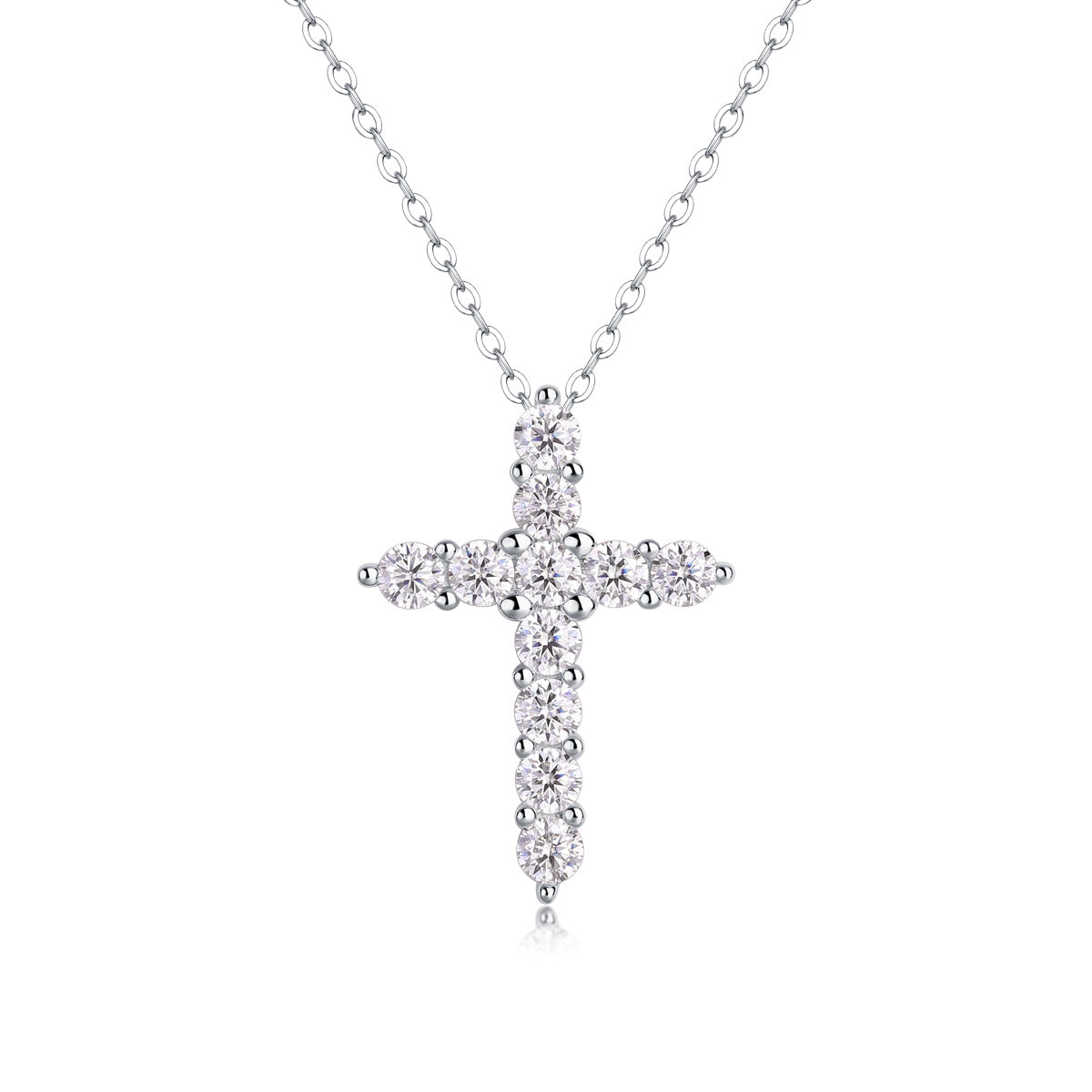 Tree of Life Studio moissanite cross pendant necklace with sparkling round stones on silver chain