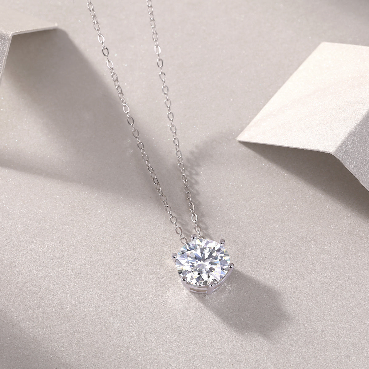 Tree of Life Studio moissanite diamond pendant necklace with silver chain and round brilliant stone