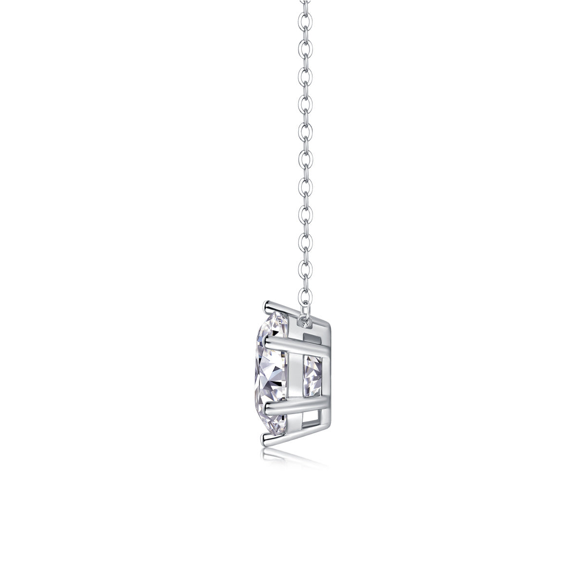 Tree of Life Studio moissanite diamond pendant necklace with a round sparkling stone in silver setting