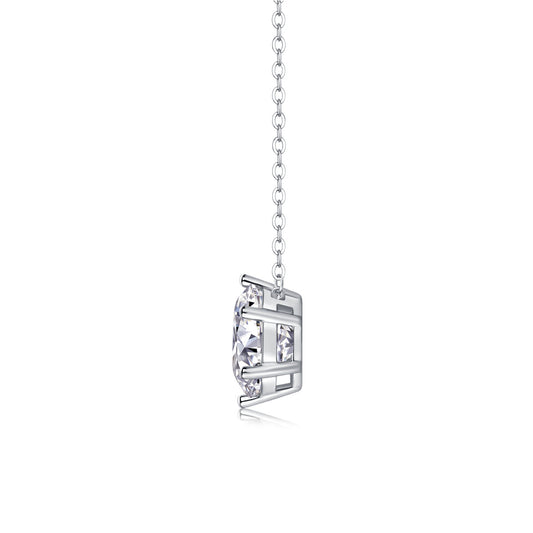 Tree of Life Studio moissanite diamond pendant necklace with a round sparkling stone in silver setting