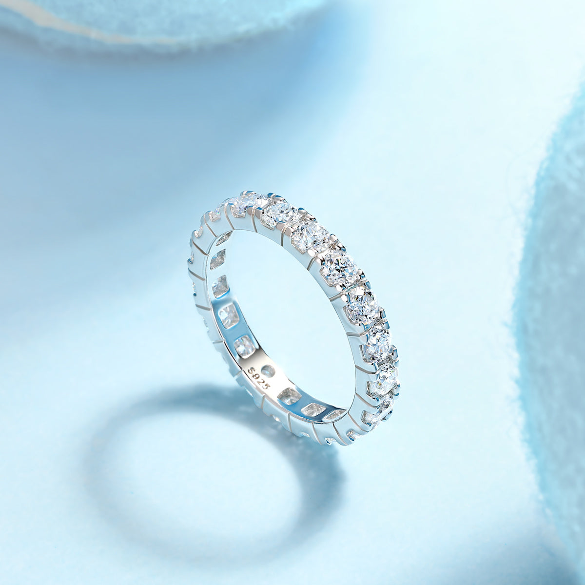 Tree of Life Studio elegant moissanite diamond ring with sparkling stones set in silver band