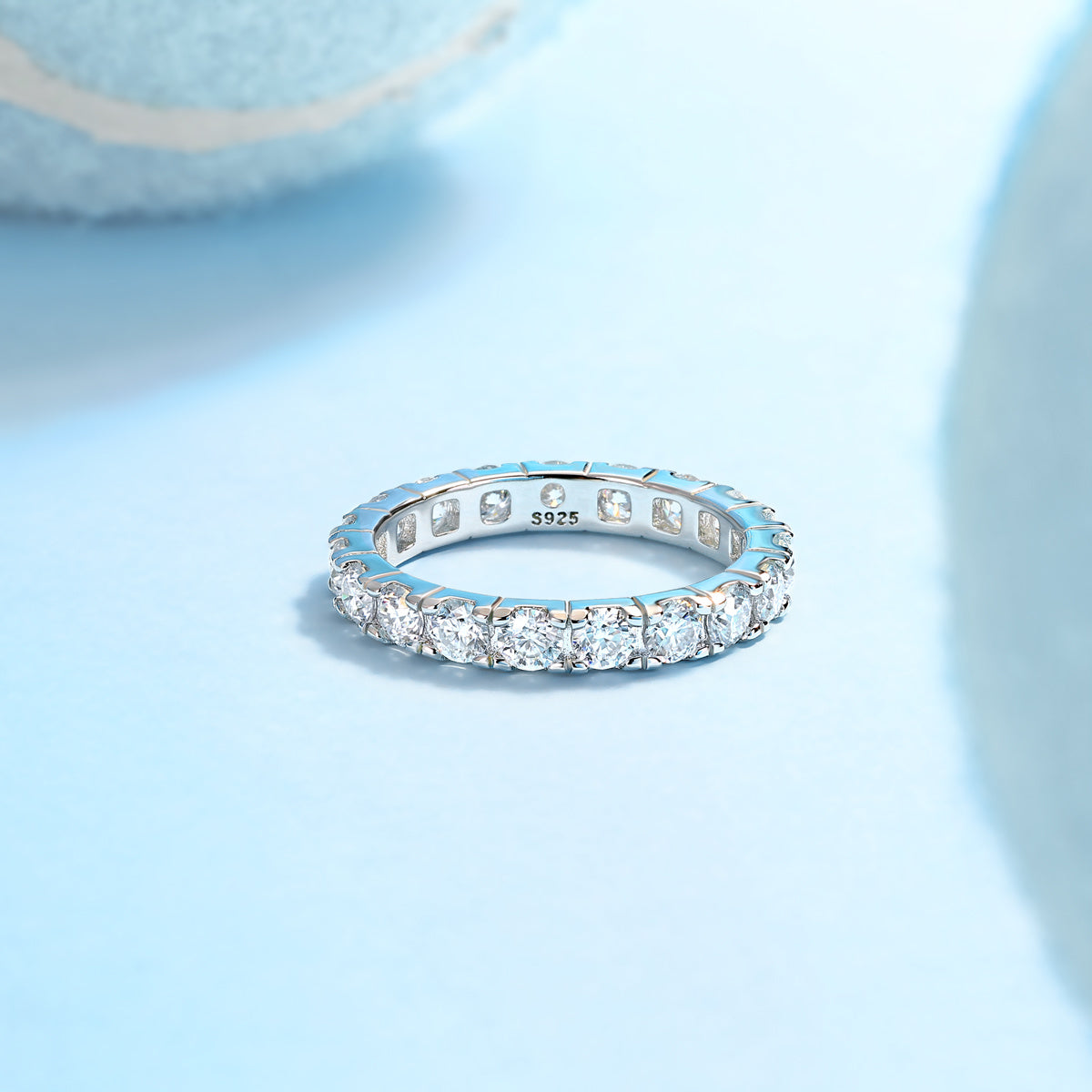 Tree of Life Studio moissanite diamond ring with round stones set in sterling silver band