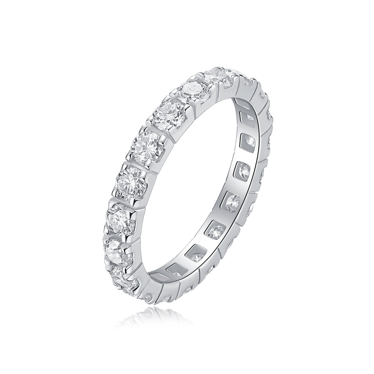 Tree of Life Studio elegant moissanite diamond ring with continuous sparkling stones in silver band