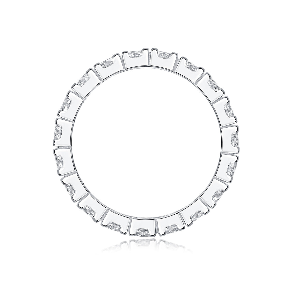 Tree of Life Studio delicate moissanite diamond ring with evenly spaced stones in silver setting