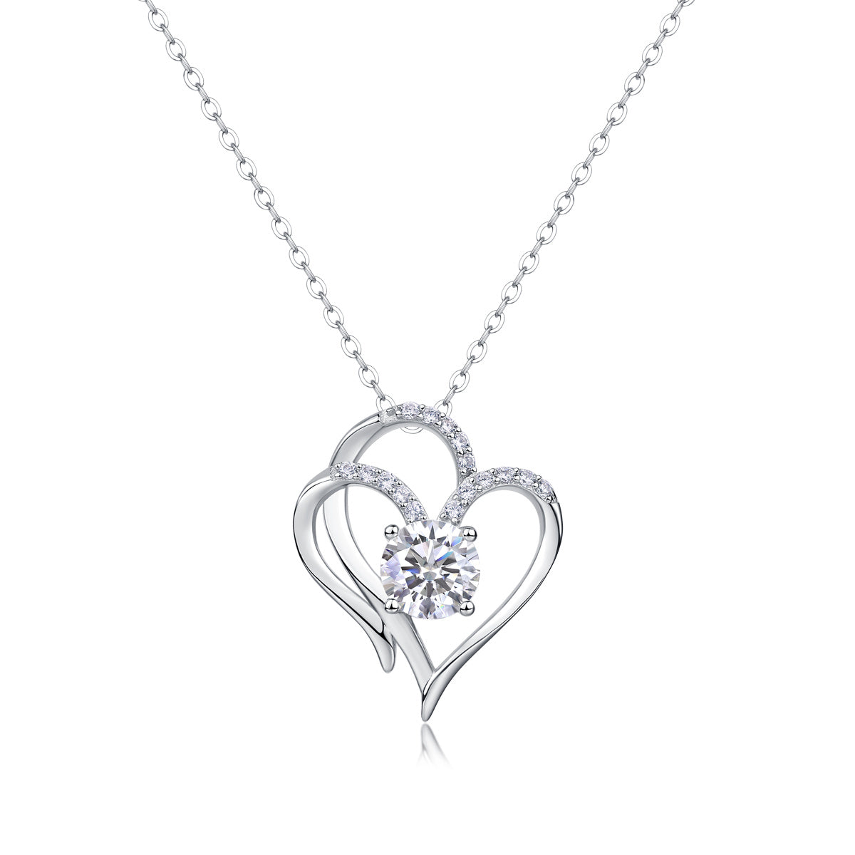 Tree of Life Studio heart shaped moissanite pendant gift necklace with silver chain and sparkling centerpiece