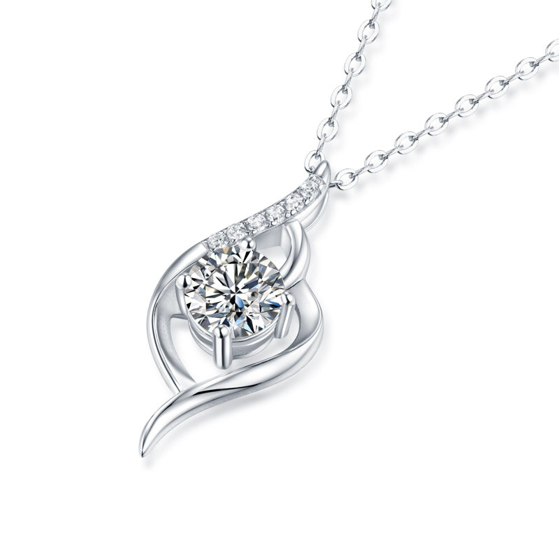 Tree of Life Studio moissanite silver necklace set with elegant swirl pendant and sparkling stones