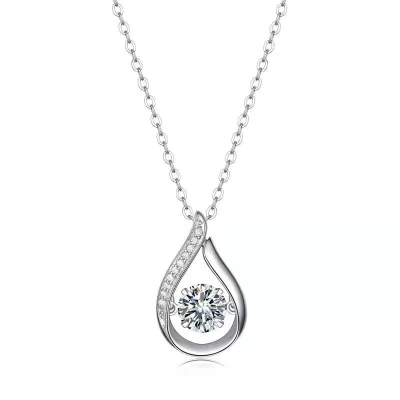 Tree of Life Studio Moissanite water drop 925 silver necklace with sparkling center stone