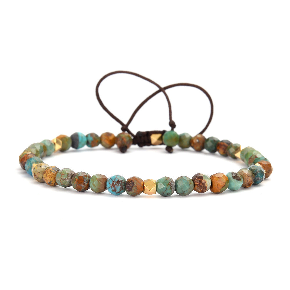 Natural African turquoise handmade bracelet with multicolored beads and gold accents by Tree of Life Studio