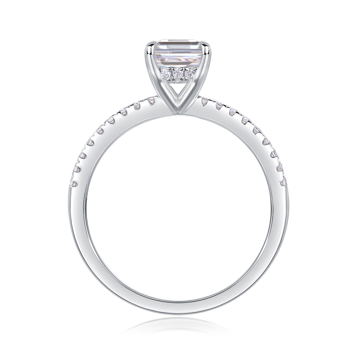 Tree of Life Studio princess cut moissanite diamond ring with side stones on silver band
