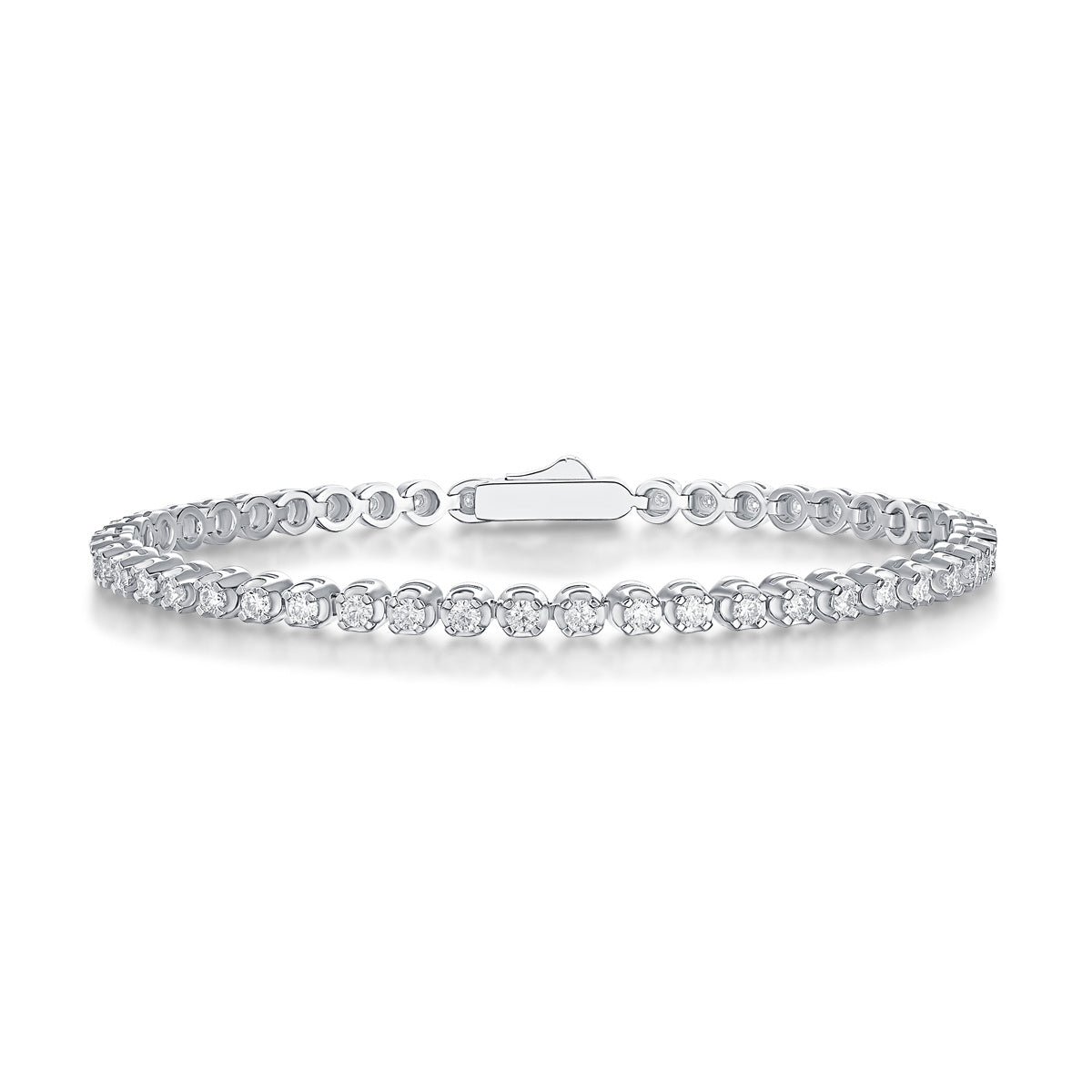 Tree of Life Studio S925 silver moissanite diamond bracelet anklet with round stones and secure clasp