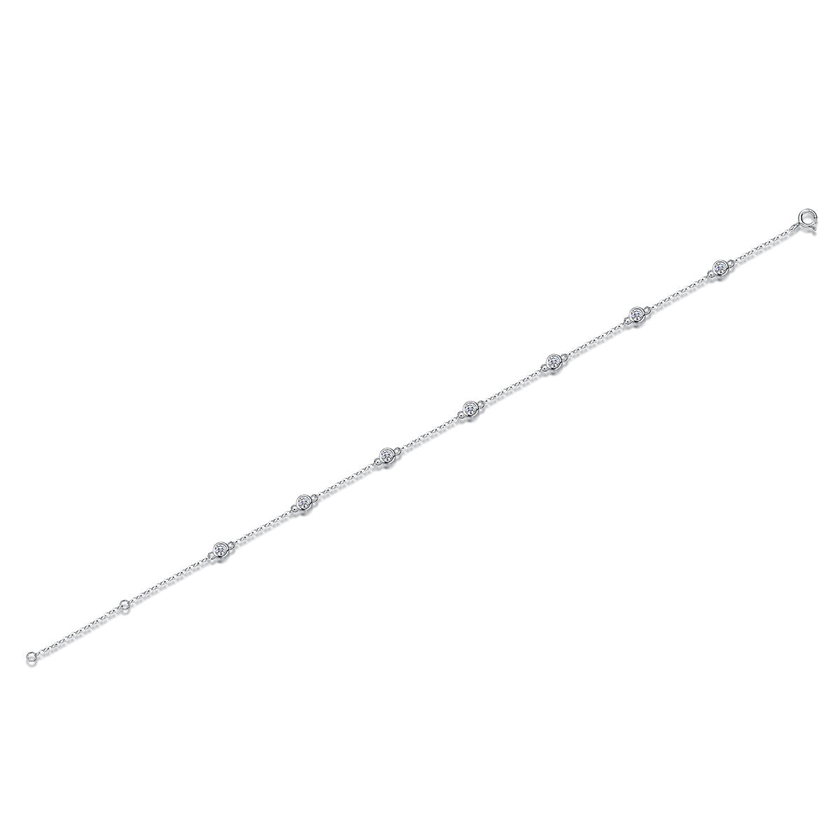 Tree of Life Studio delicate bubble moissanite bracelet for women with sparkling round stones on silver chain