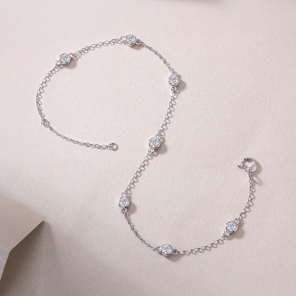 Tree of Life Studio bubble moissanite bracelet for women with silver chain and round sparkling stones