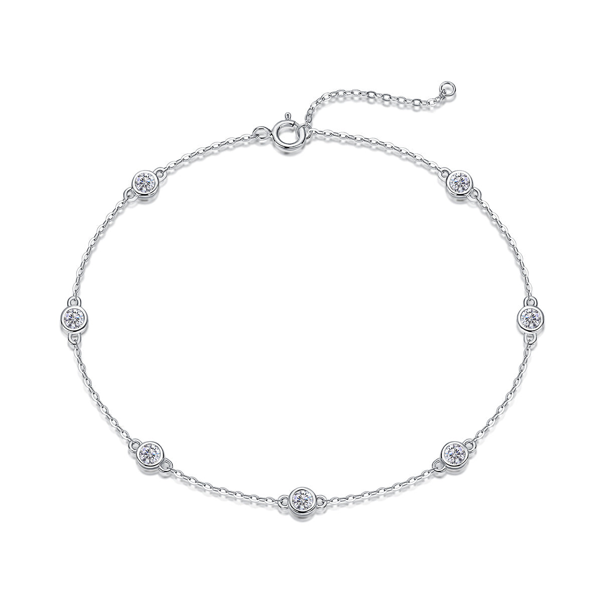 Tree of Life Studio delicate bubble moissanite bracelet for women with silver chain and round stones
