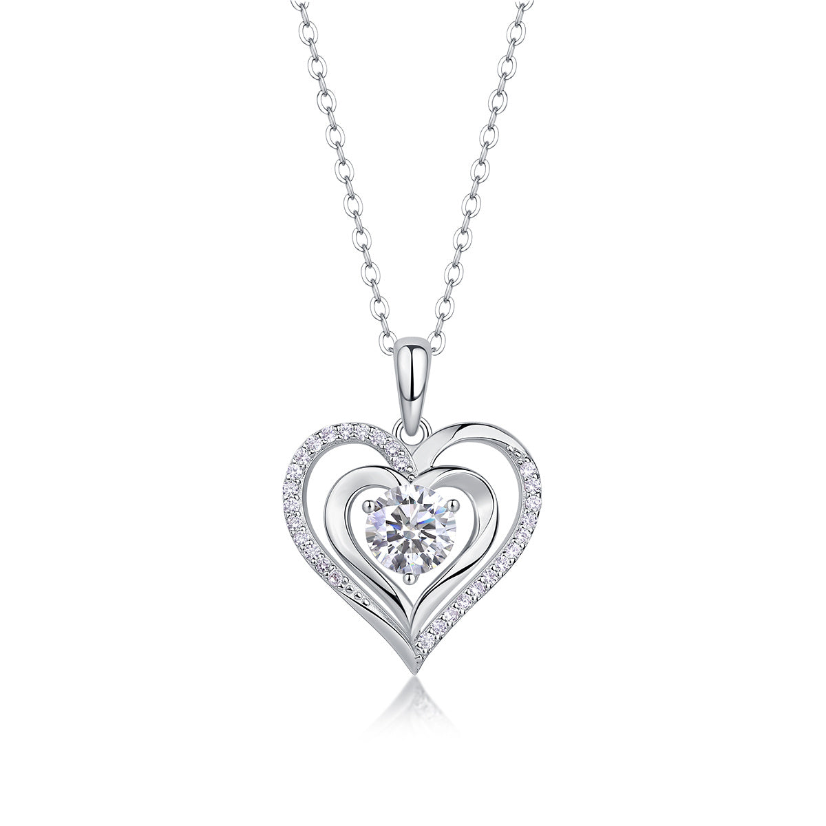 Tree of Life Studio heart shaped moissanite jewelry necklace with sparkling silver heart pendant