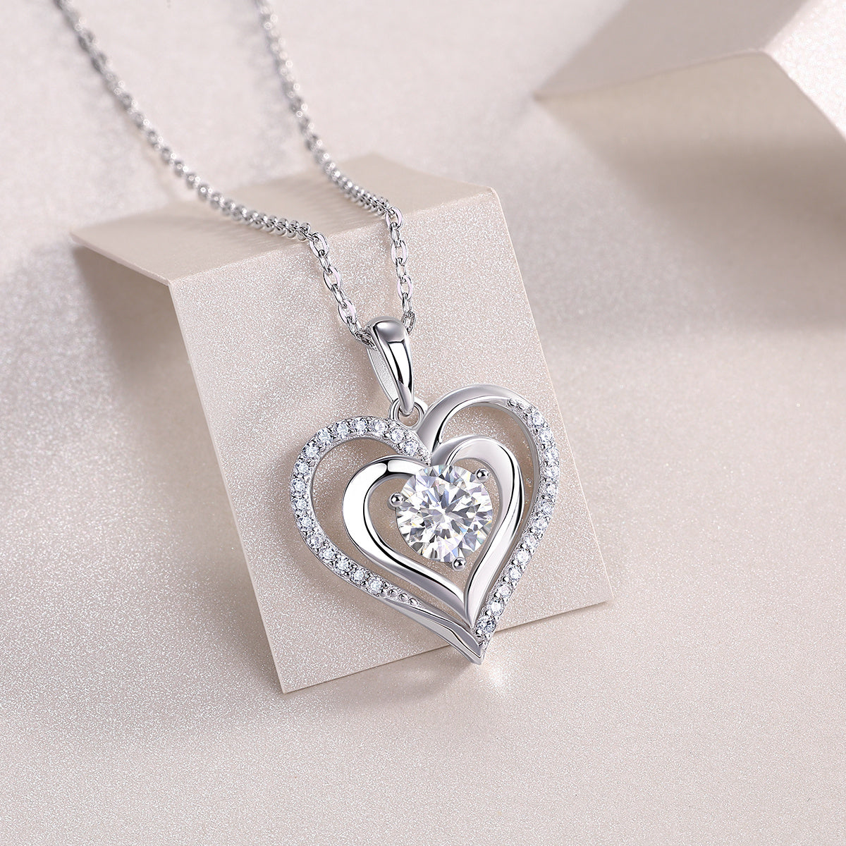 Tree of Life Studio heart shaped moissanite jewelry silver necklace with sparkling center stone