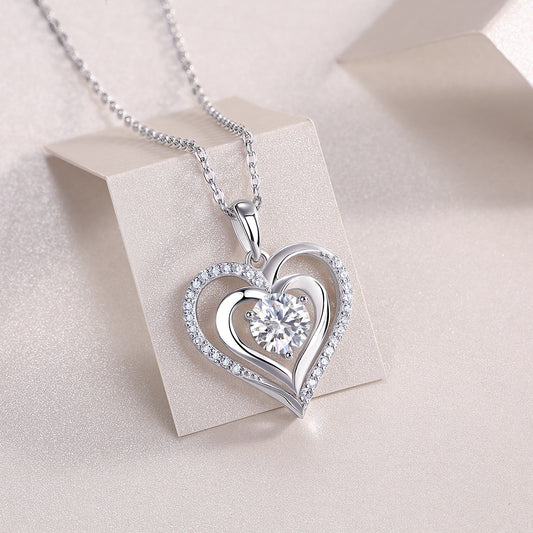 Tree of Life Studio heart shaped moissanite jewelry silver necklace with sparkling center stone