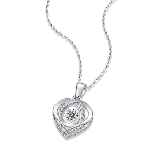 Tree of Life Studio moissanite heart necklace for women with sparkling center stone and silver chain