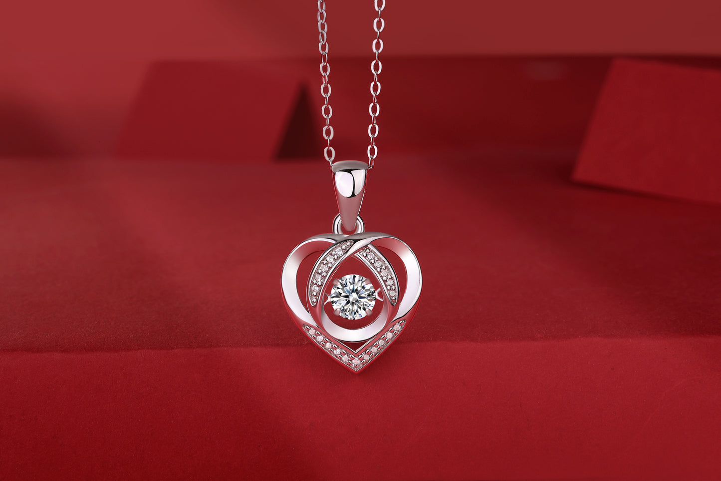 Tree of Life Studio moissanite heart necklace for women with a sparkling center stone and silver chain