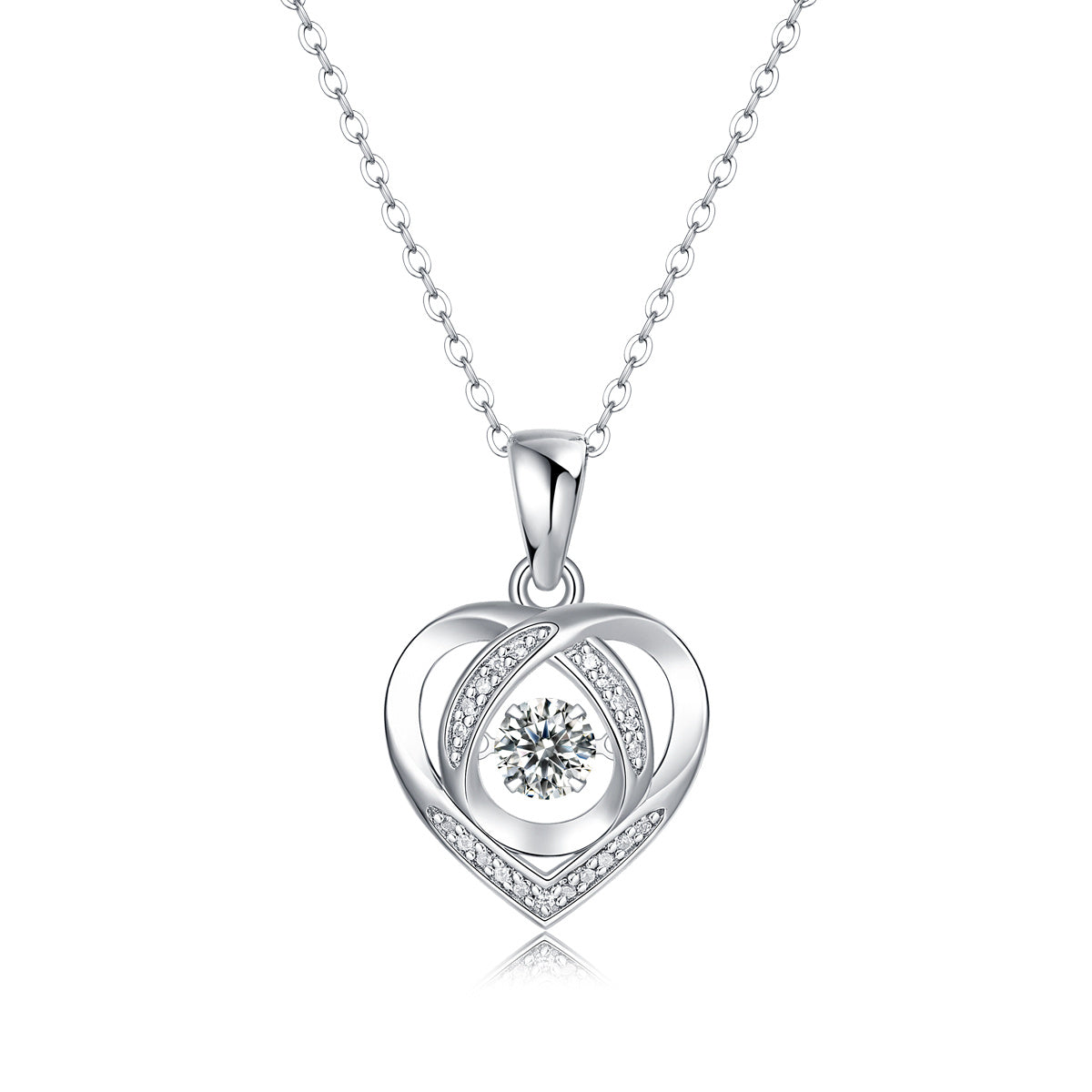 Tree of Life Studio moissanite heart necklace for women with silver chain and sparkling center stone