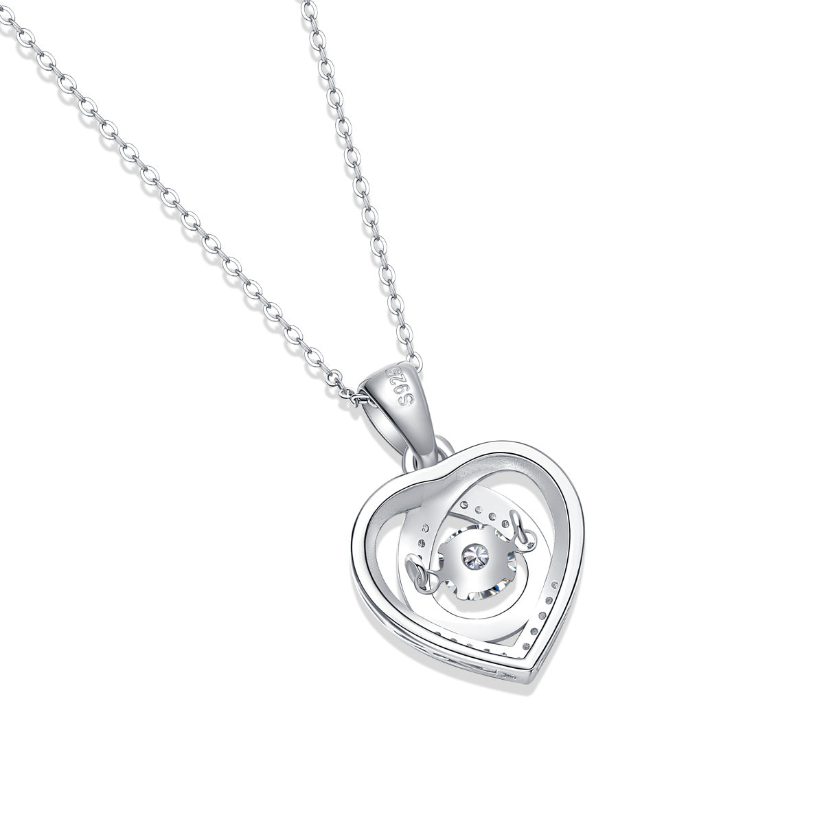 Tree of Life Studio silver moissanite heart necklace for women with delicate chain and sparkling centerpiece
