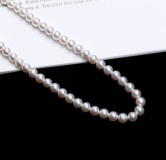Spiritual pearl necklace for women with lustrous white pearls from Tree of Life Studio