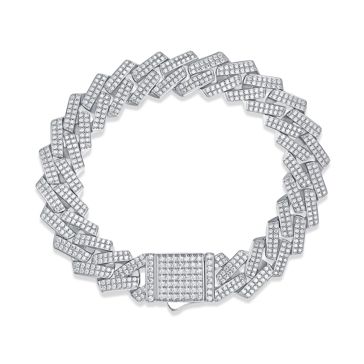 The Keel moissanite diamond silver bracelet by Tree of Life Studio with intricate linked design