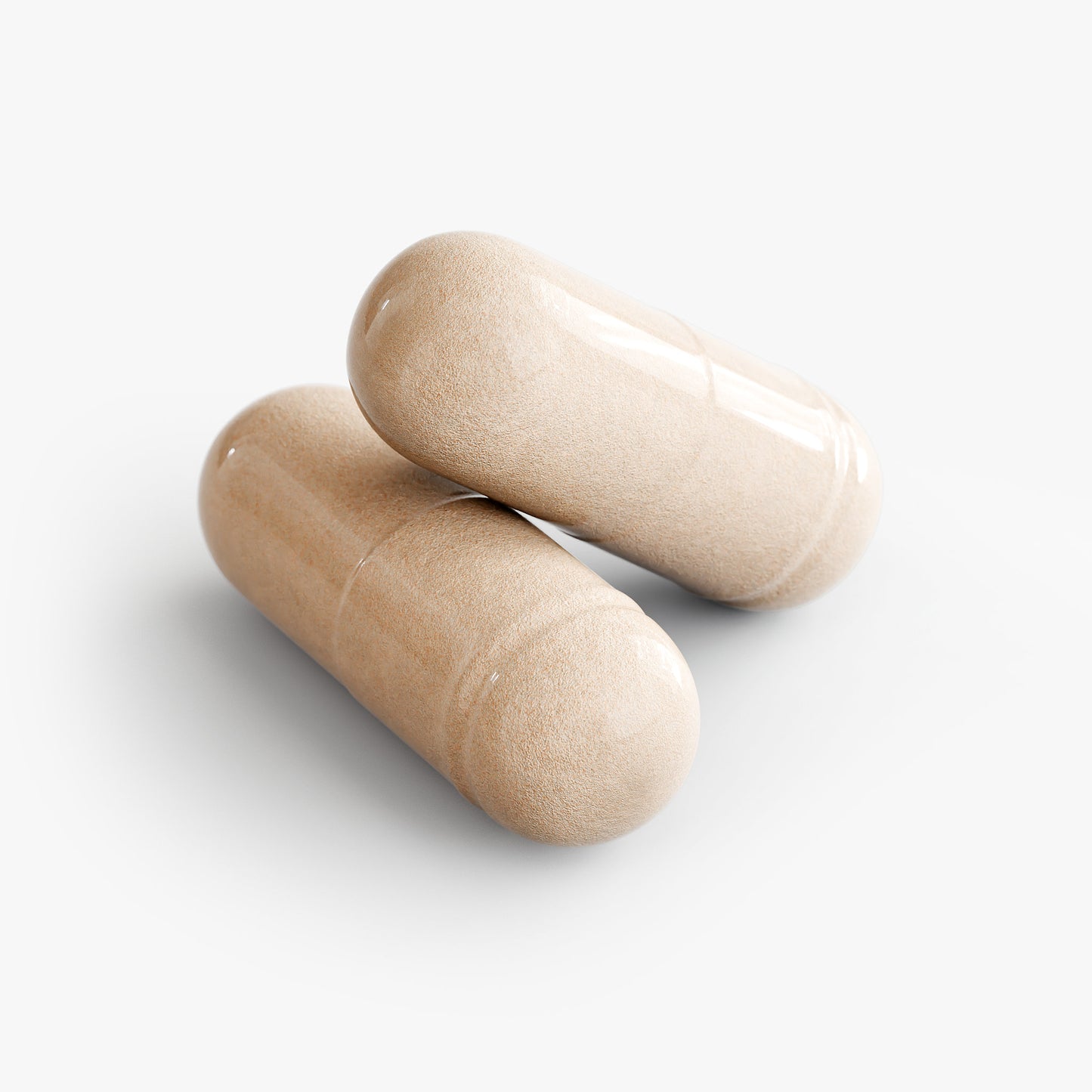 Closeup of natural ashwagandha capsules with black pepper from Tree of Life Studio on white background