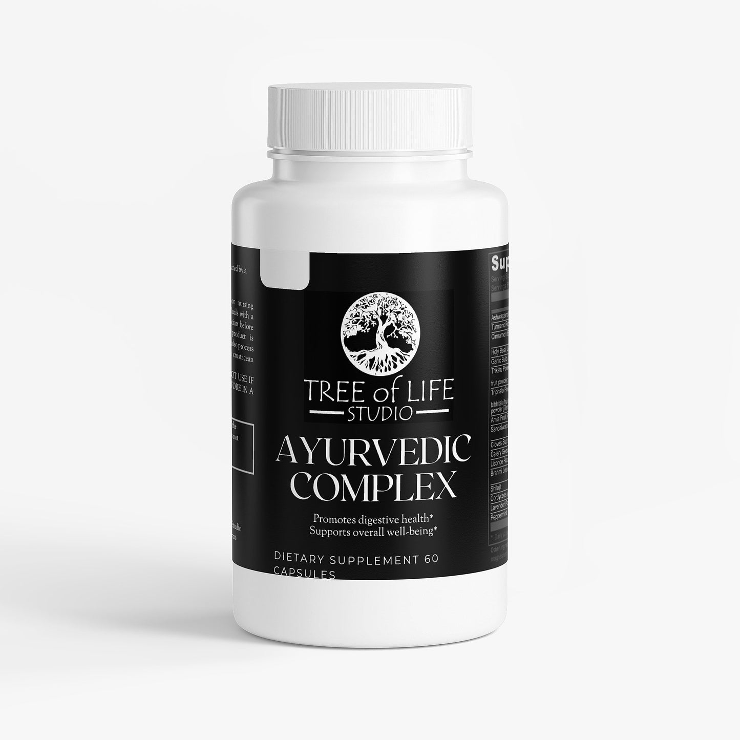 Tree of Life Studio Ayurvedic Supplement Complex bottle with 60 capsules for digestive health