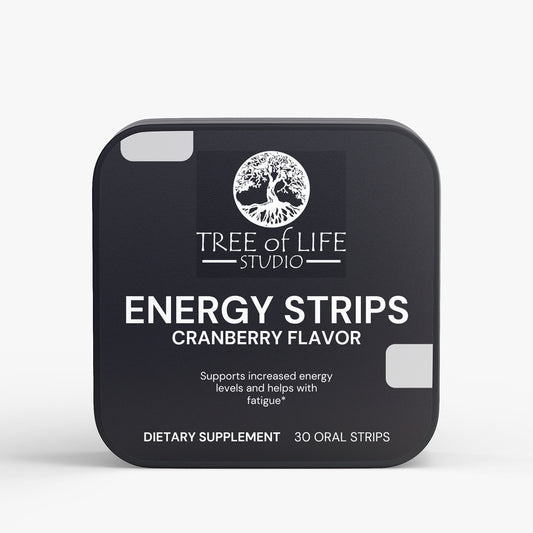 Tree of Life Studio cranberry flavor energy strips dietary supplement fast acting energy oral strips