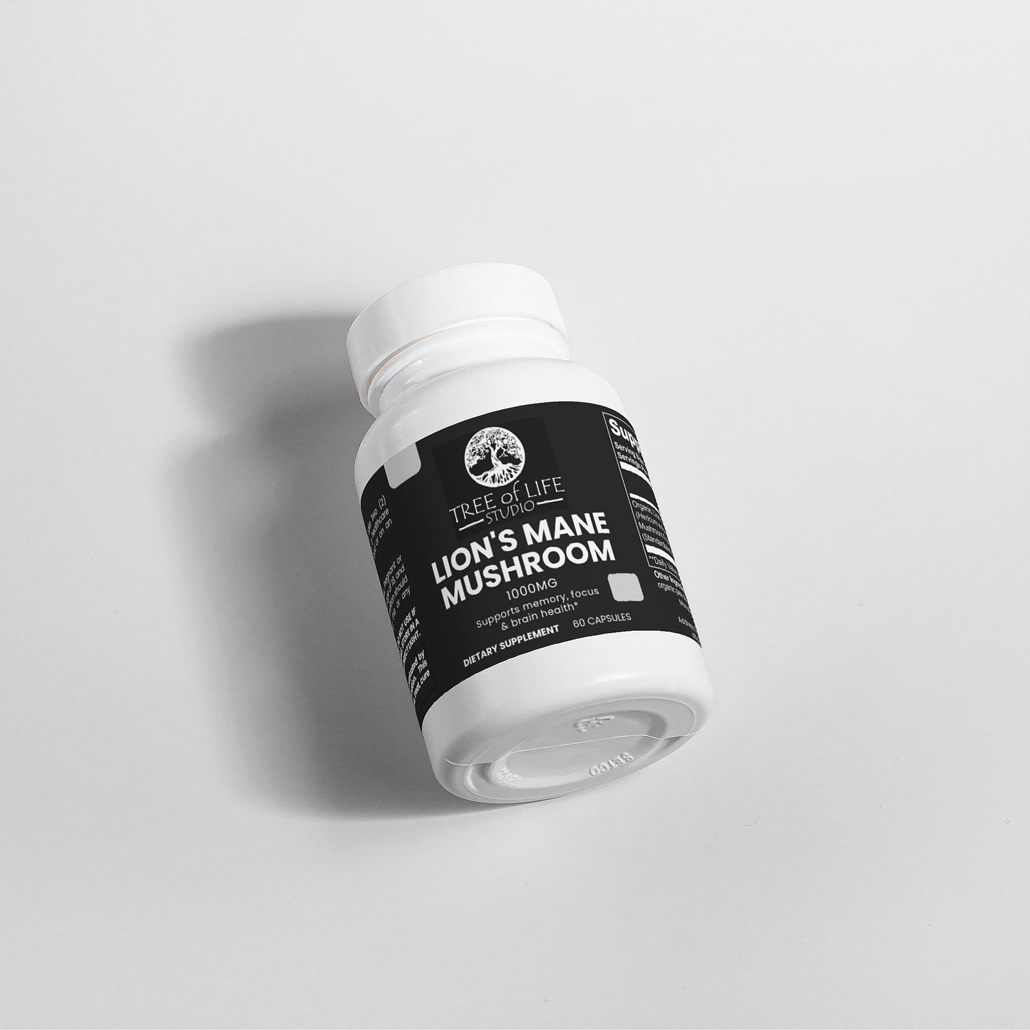 Tree of Life Studio Lion's Mane Mushroom supplement bottle with 1000mg capsules for natural cognitive support