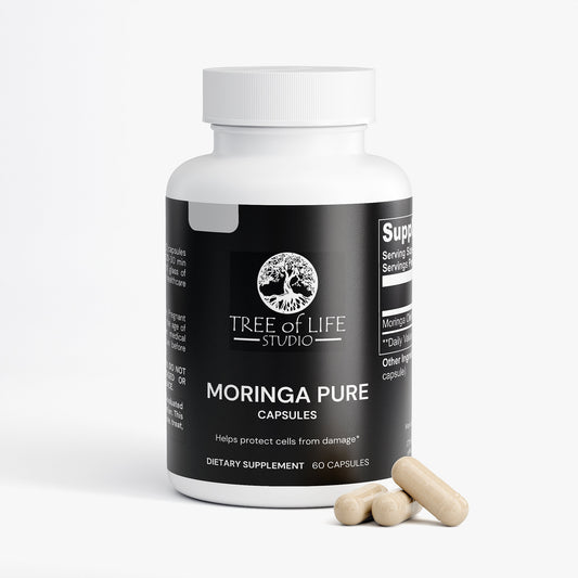 Tree of Life Studio moringa pure supplements made in USA bottle with capsules natural extract dietary supplement